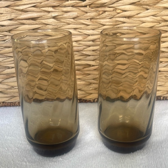 Libbey Set of 2 Mocha Brown Swirl 16 Oz  6” Tall Drinking Glasses Tumblers - Picture 1 of 9